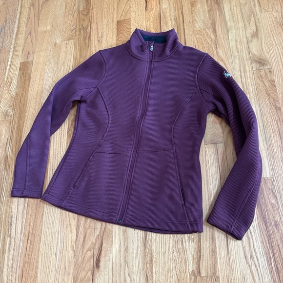 Spyder Jackets & Blazers - SPYDER Cable Knit Women's Maroon Sweater Jacket Full Zip, Size Medium